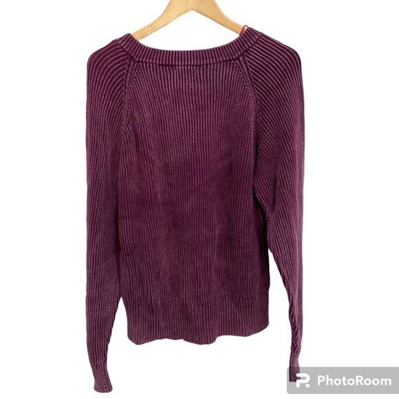 Umgee mineral wash lace up neckline purple sweater NWT size large - Picture 2 of 7